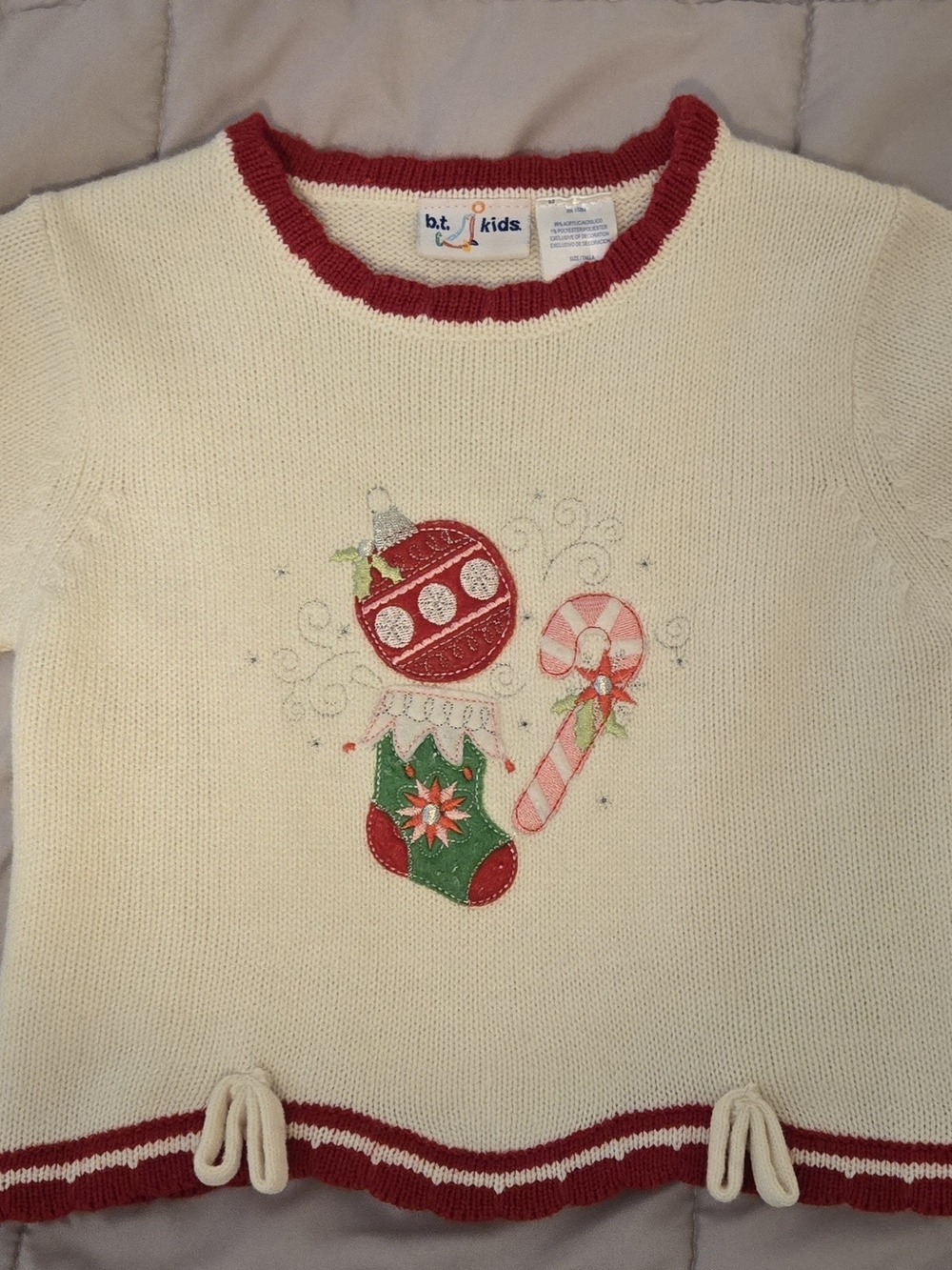 B. T. Kids Cream & Red Holiday  Matching Set, Size 24 Months